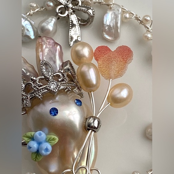 P200-Handmade Premium Flameball Pearl Bunny Detachable Pendant - Picture 7 of 15